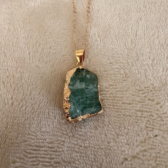 Green Aventurine Stone Necklace Stainless Steel Chain | Adjustable 16–18” | - Picture 2 of 3